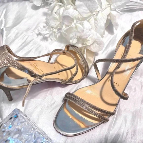 CHRISTIAN LOUBOUTIN Authentic Silver Strappy Sandals - Picture 14 of 15